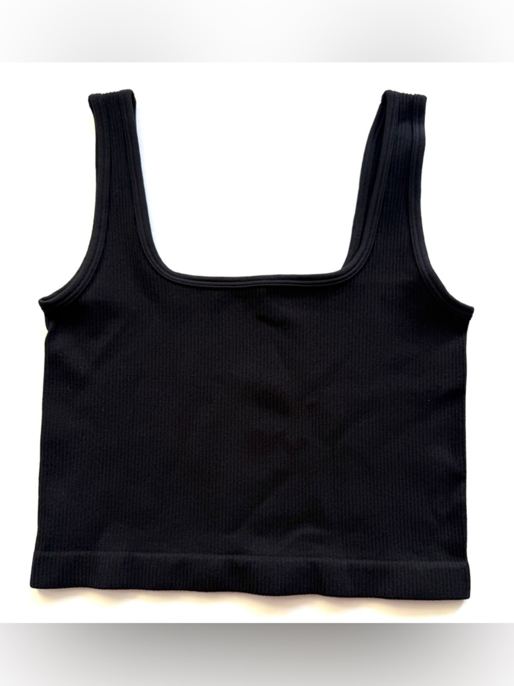 Ribbed Cropped Tank Top Black Size S